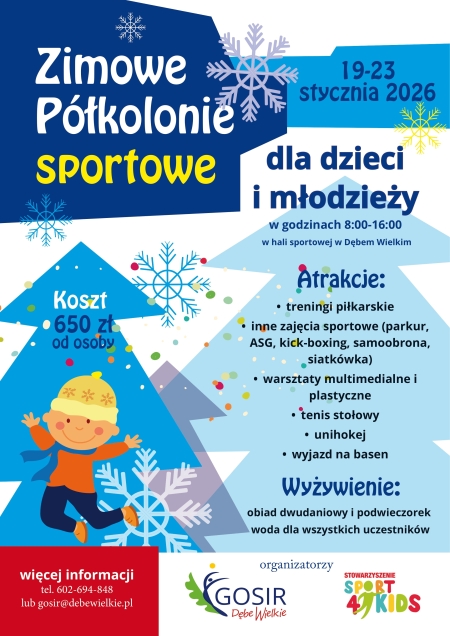 Zimowe Półkolonie na Sportowo 19.01-23.01.2026r.