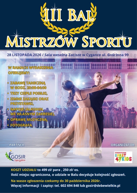  ANDRZEJKI – III BAL MISTRZÓW SPORTU! 28.11.2026r.